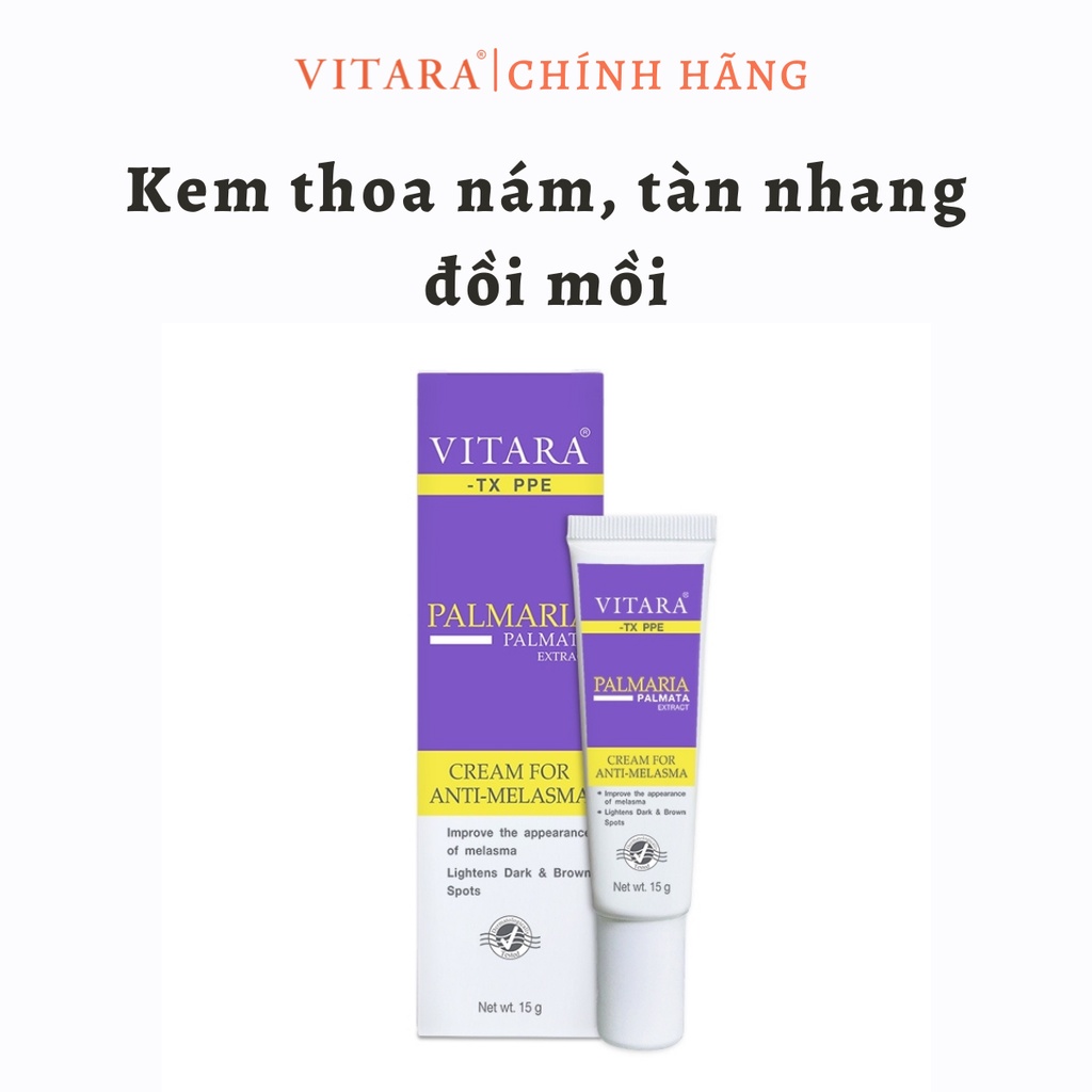 Kem thoa nám tàn nhang đồi mồi Vitara - TX PPE ngăn ngừa và giảm nám, tàn nhang, đồi mồi mới xuất hiện trên mặt 15g