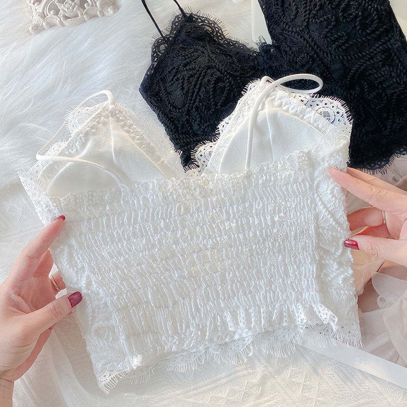 Bralete nữ ren, áo bra ren nữ họa tiết hình xoắn ốc dáng croptop có đệm mút ngực, không gọng tôn dáng. | BigBuy360 - bigbuy360.vn