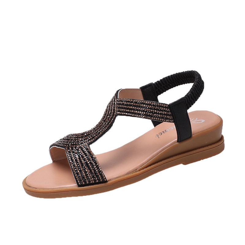 Giày Sandal Đế Xuồng Hở Mũi Đính Đá Thời Trang Mùa Hè Mới 2022 Cho Nữ