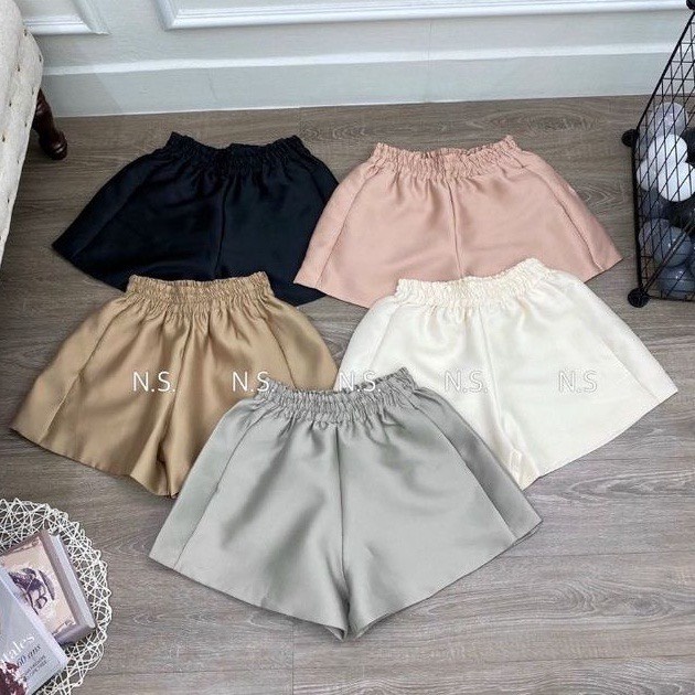 Quần đùi nữ ống rộng tacta cạp chun LOZADO quần short thời trang nữ dáng phồng xinh xắn nhiều màu Q560