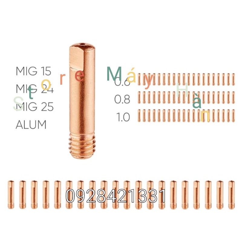 Bộ 20 Đầu hàn M6×25×0.8/1.0 của máy hàn mig mini