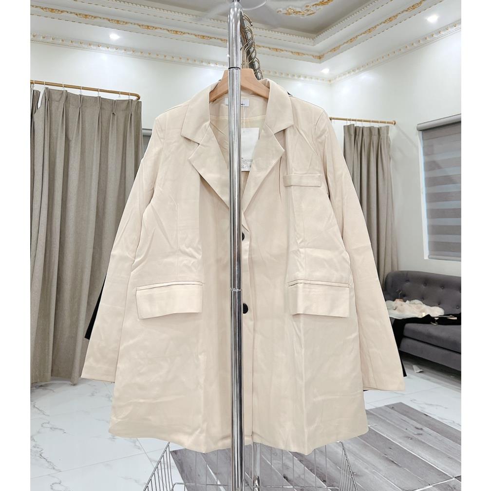 Áo blazer Xẻ Tay sang chảnh trơn Khoác Dạ Dáng Dài - dáng suông rộng trượt vạt bầu dáng rộng- áo khoác vét