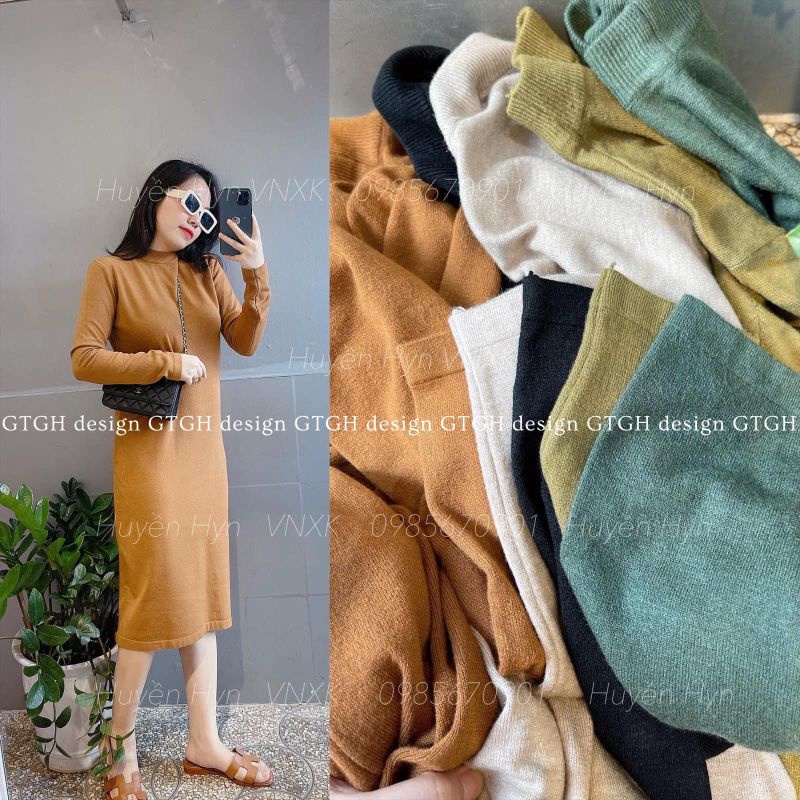 Váy len lông thỏ dài tay hàng QCL1