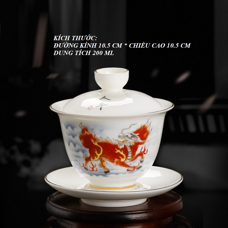 Chén Khải Long,Lân,Quy,Phượng Sứ Thấu Quang Cảnh Đức Trấn Cao Cấp