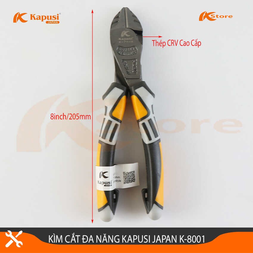 Kìm Cắt Dây Điện Đa Năng Cao Cấp Kapusi Japan K-8001, Kềm Cắt Dây Điện Dây Kẽm Siêu Khỏe,Siêu Bền Hàng Nội Địa Nhật;