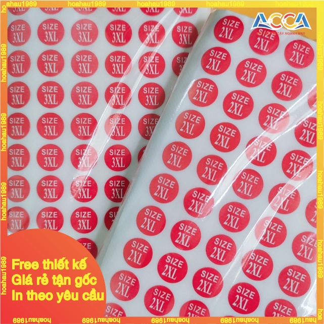 Decal dán size quần áo_Sticker dán size mac_Nhãn Size quần áo_Đủ size_Hàng bán sẵn, nhận in theo yêu cầu