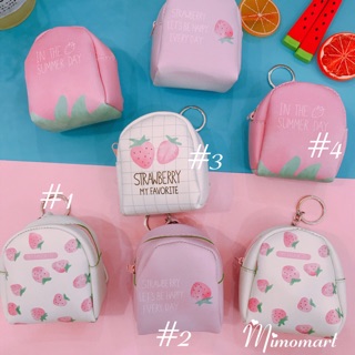 Móc khóa balo mini cute đựng xu_dâu