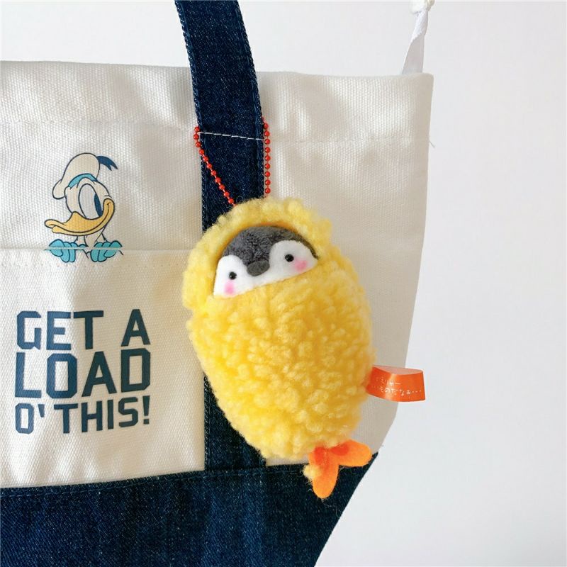 Móc khóa cánh cụt nhồi bông mặc đồ tôm rán đáng yêu 🐧