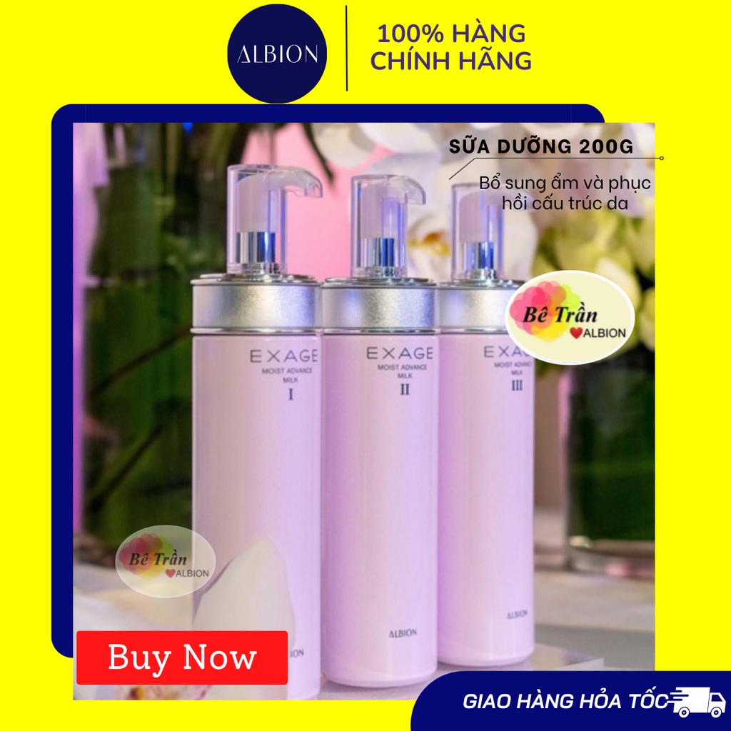Sữa dưỡng ẩm chuyên sâu Milk Exage Moist Advance I, II, III 200g (Auth 100%, kèm bill mua từ hãng)