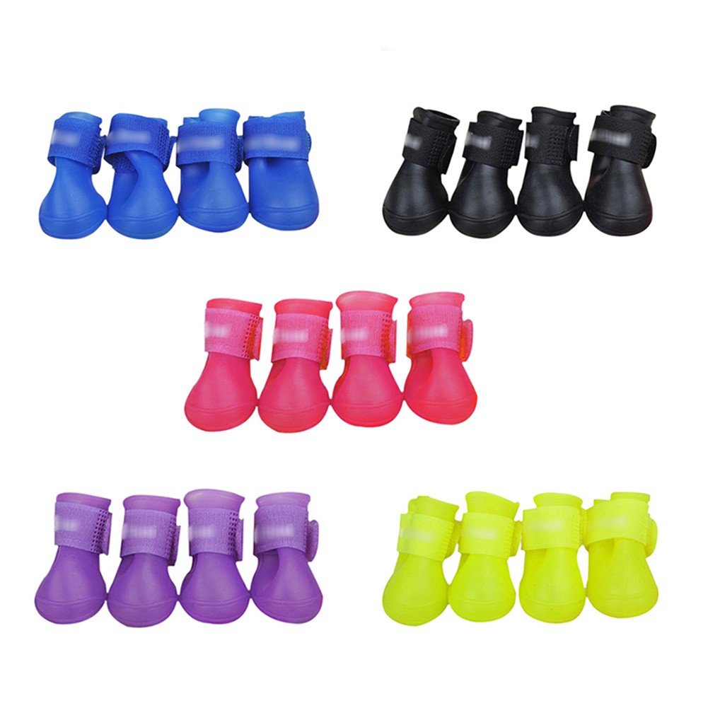 Set 4 giày đi mưa chống thấm dành cho cún yêu