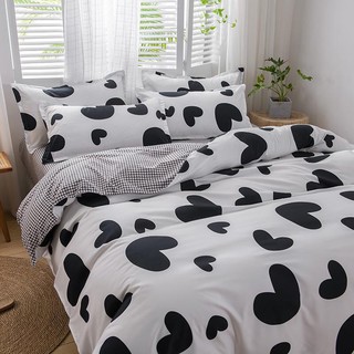 [ RẺ VÔ ĐỊCH ] Bộ chăn ga Cotton Poly tim đen trắng - mẫu mới phong cách Hàn Quốc