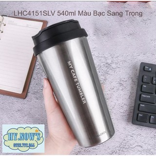 Ly Giữ Nhiệt Thép Không Gỉ Lock&Lock Clip Tumbler LHC4151SLV-540ml  ⚡ CHÍNH HÃNG ⚡  Màu Bạc, Sang Trọng Tiện Lợi