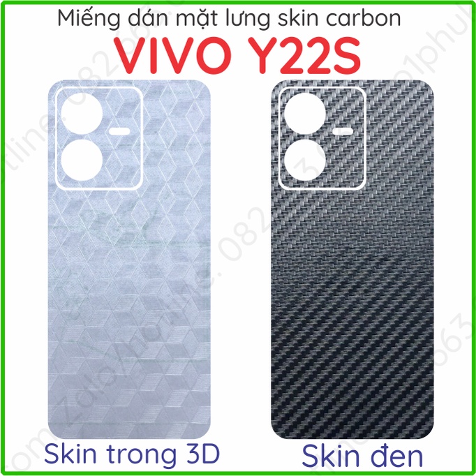Miếng dán mặt lưng skin carbon kèm cam Vivo Y22 Y22S