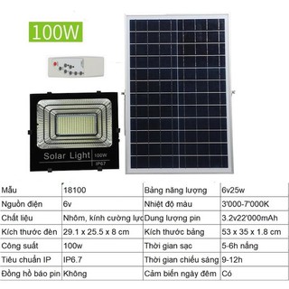 Đèn năng lượng mặt trời 100W - Tiêu chuẩn IP67 - Có điều khiển