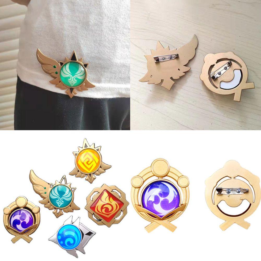 Qqmall Ghim Cài Áo Bằng Hợp Kim Hình Anime Mắt Thần 7 Element Weapons Game Genshin Vision Lnazuma Thời Trang