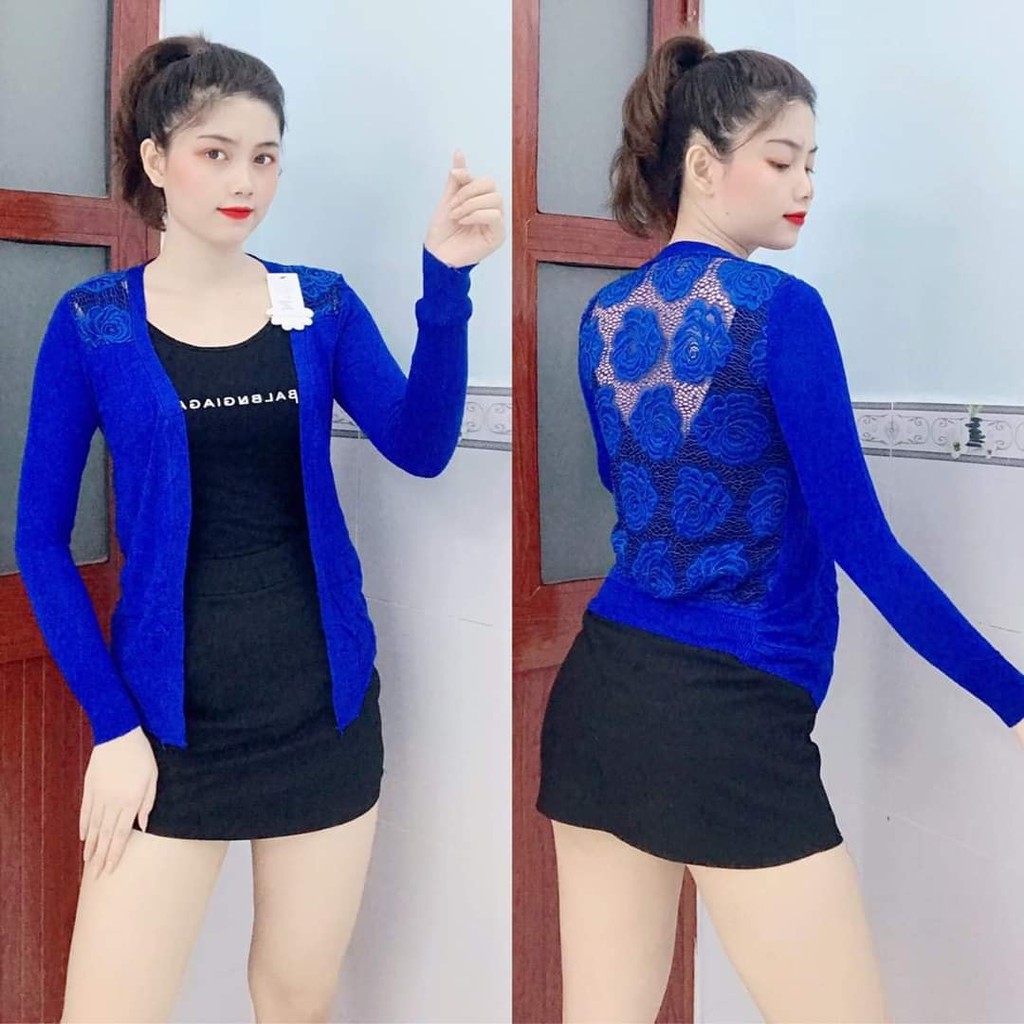 Áo Khoác Len Cardigan Nữ Phối Ren Sau Lưng