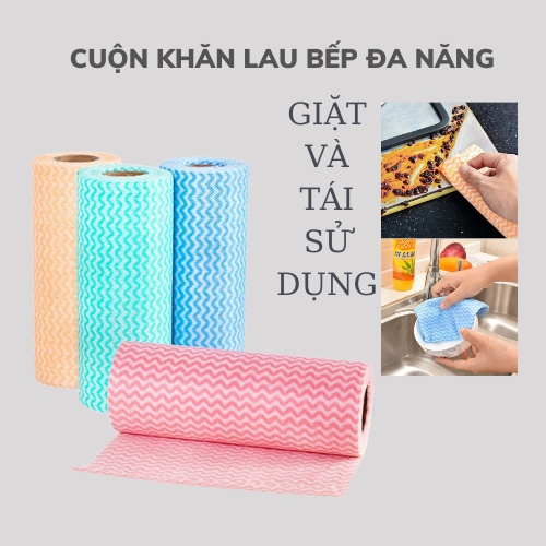 Cuộn 50 Khăn Lau Đa Năng Có Thể Tái Sử Dụng Sạch Sẽ, Tiết Kiệm - Cuộn 40 Khăn Lau Bếp Đa Năng 1434 Korea Store 88