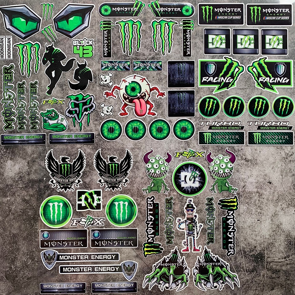 Monster Energy Sticker Motorcycle Racing Dán trang trí phản quang Đề can mũ bảo hiểm cho YAMAHA HONDA KAWASAKI SUZUKI Vespa
