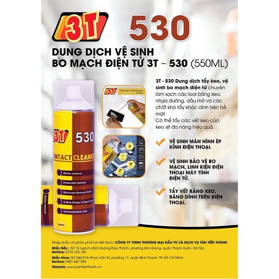 Chai xịt vệ sinh bo mạch điện tử 3T 530