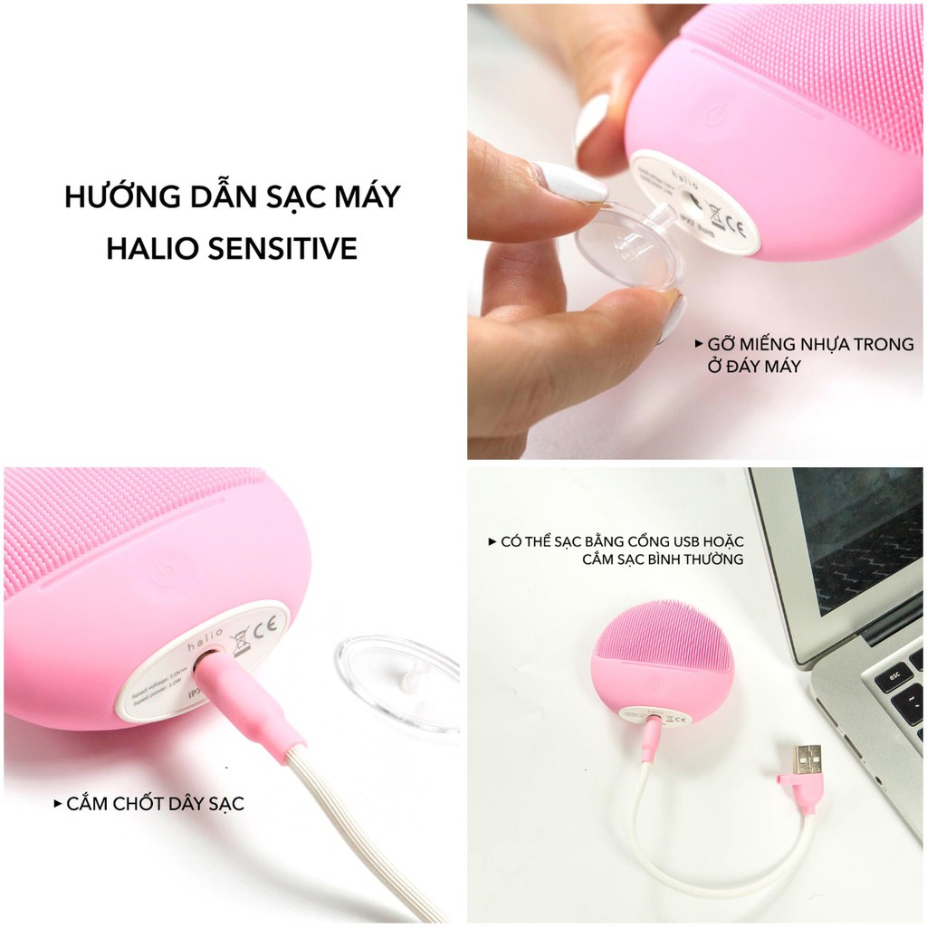 Máy Rửa Mặt Halio Dành Cho Da Nhạy Cảm Sensitive Facial Cleansing &amp; Massaging Device