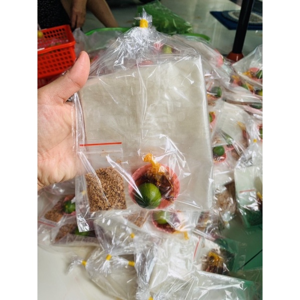 combo 5 túi bánh tráng chấm ớt rim kèm muối tôm siêu cay