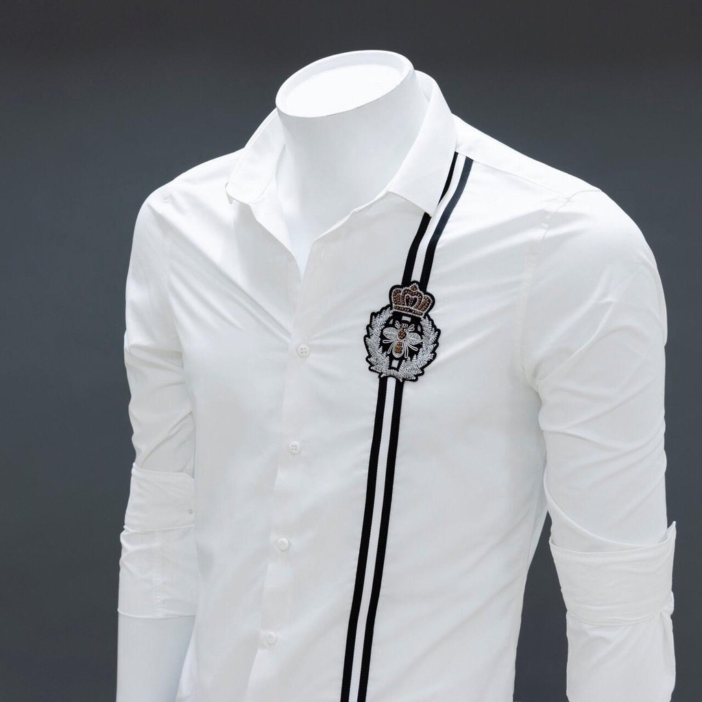 Áo Sơ Mi Nam Phối Chữ hàng chuẩn shop vải  mềm mịn 💥