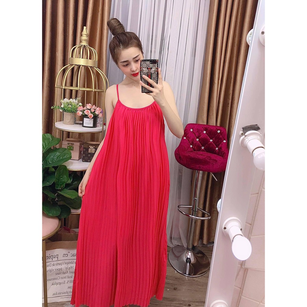 ĐẦM 2 DÂY DẬP LY DỄ THƯƠNG - VÀI THUN MÁT ĐI BIỂN HOẶC MẶC NHÀ - FREESIZE DƯỚI 60KG (tặng dây cột tóc) | BigBuy360 - bigbuy360.vn