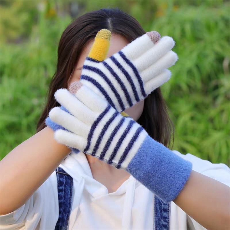 Găng tay len (Bao tay len) nữ cao cấp dày dễ thương chống gió giữ ấm thiết kế ngón tay chạm màn hình cảm ứng - Mã GT01