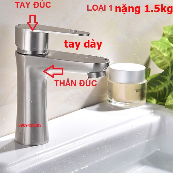 [LOẠI 1-HÀNG ĐÚC]Vòi Rửa Mặt Lavabo Nóng Lạnh INOX 304 N3002 NA.GRAND và 2 dây HÀNG BAO XÀI ĐỔI MỚI 1 NĂM LA EO A1 20cm