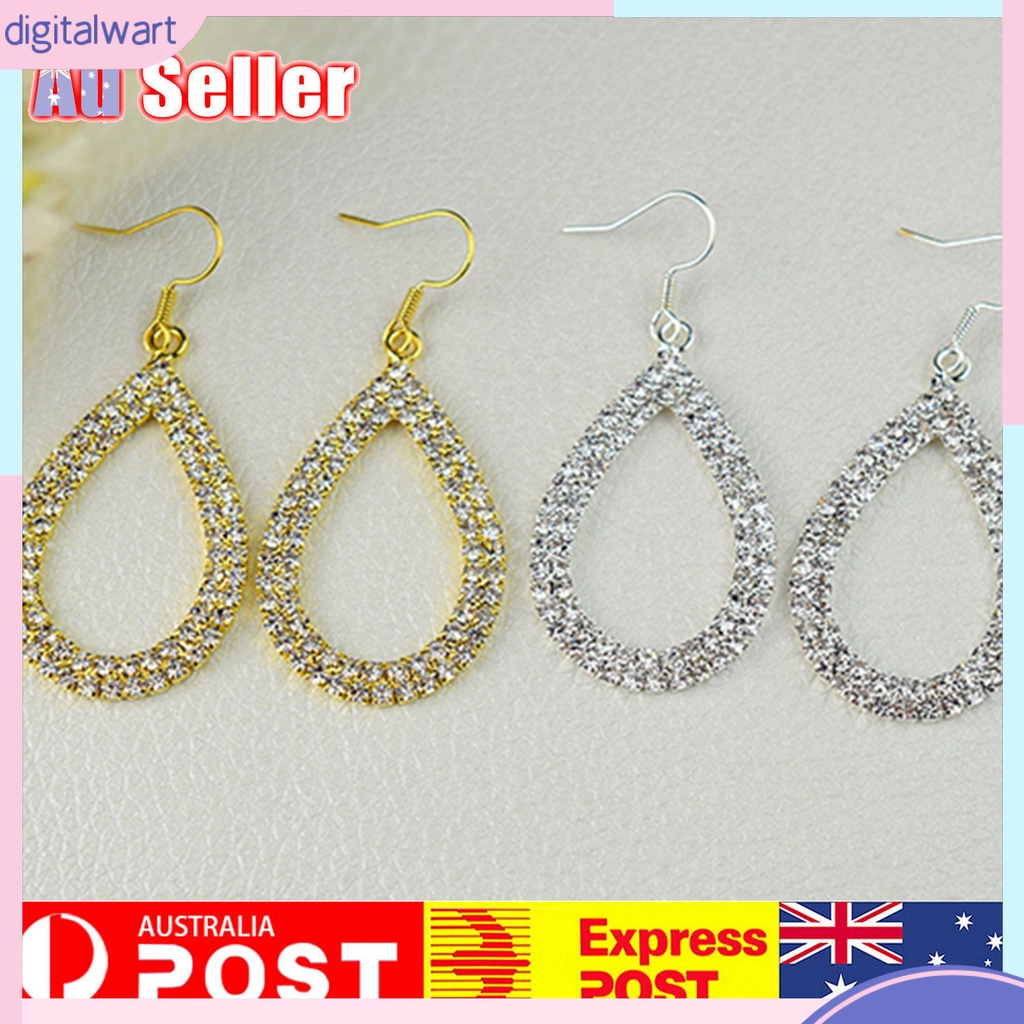 Bông tai hình giọt nước đính đá lấp lánh thời trang dành cho nữ