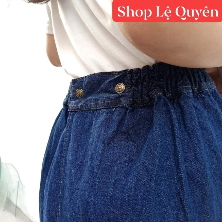 Váy chống nắng Jean thêu mềm, có nút bấm cao cấp