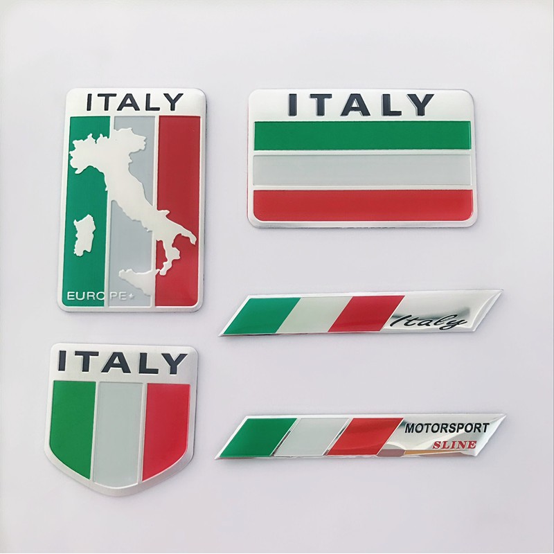 Tem nhôm dán xe hình cờ Ý Italy nhiều kích thước