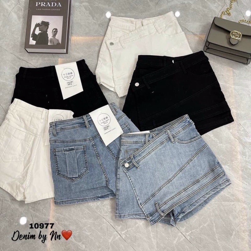 QUẦN GIẢ VÁY BÒ VẠT CHÉO LỆCH 2 MÀU ĐEN-XANH | BigBuy360 - bigbuy360.vn