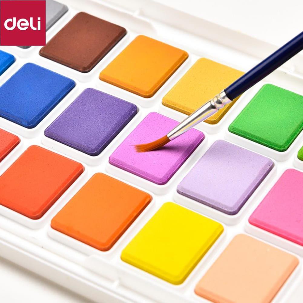 Màu nước dạng nén Deli - 12 màu/18 màu/24 màu - 73868 / 73869 / 73870 [Deli]