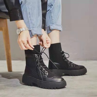 Boot nữ 💝FREESHIP💝 Giầy bốt len cao cổ buộc dây kiểu dáng mới