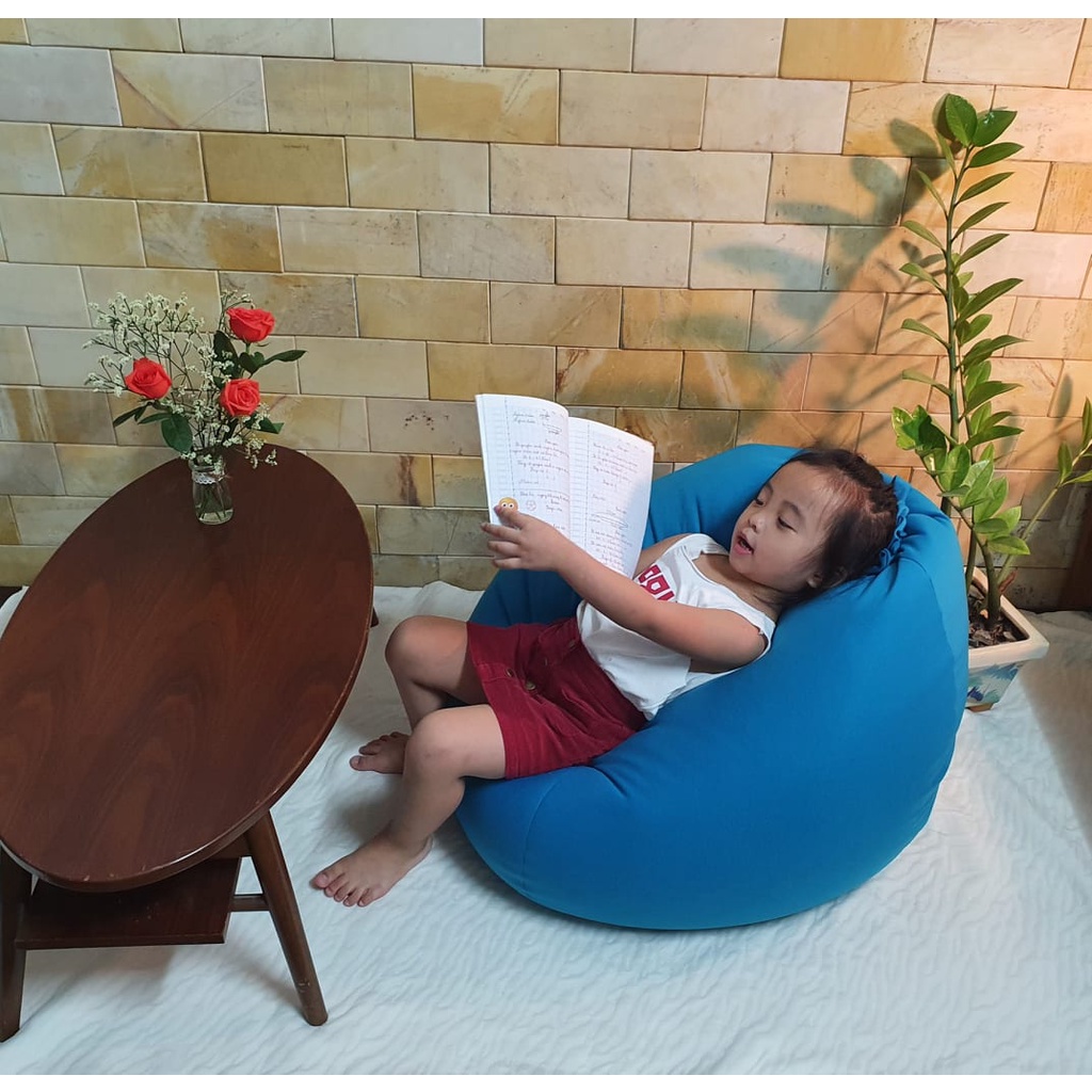 Ghế Lười Hạt Xốp 3ii Home Hình Trái Lê Cao Cấp Màu Xanh Dương Size M 80x100cm