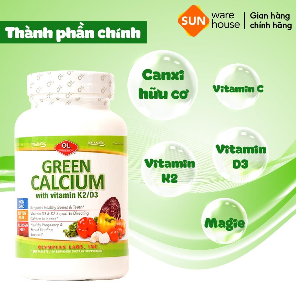 Viên Uống Bổ Sung Canxi Hữu Cơ Olympian Labs Green Calcium Giúp Xương Chắc Khoẻ Mẹ Và Bé
