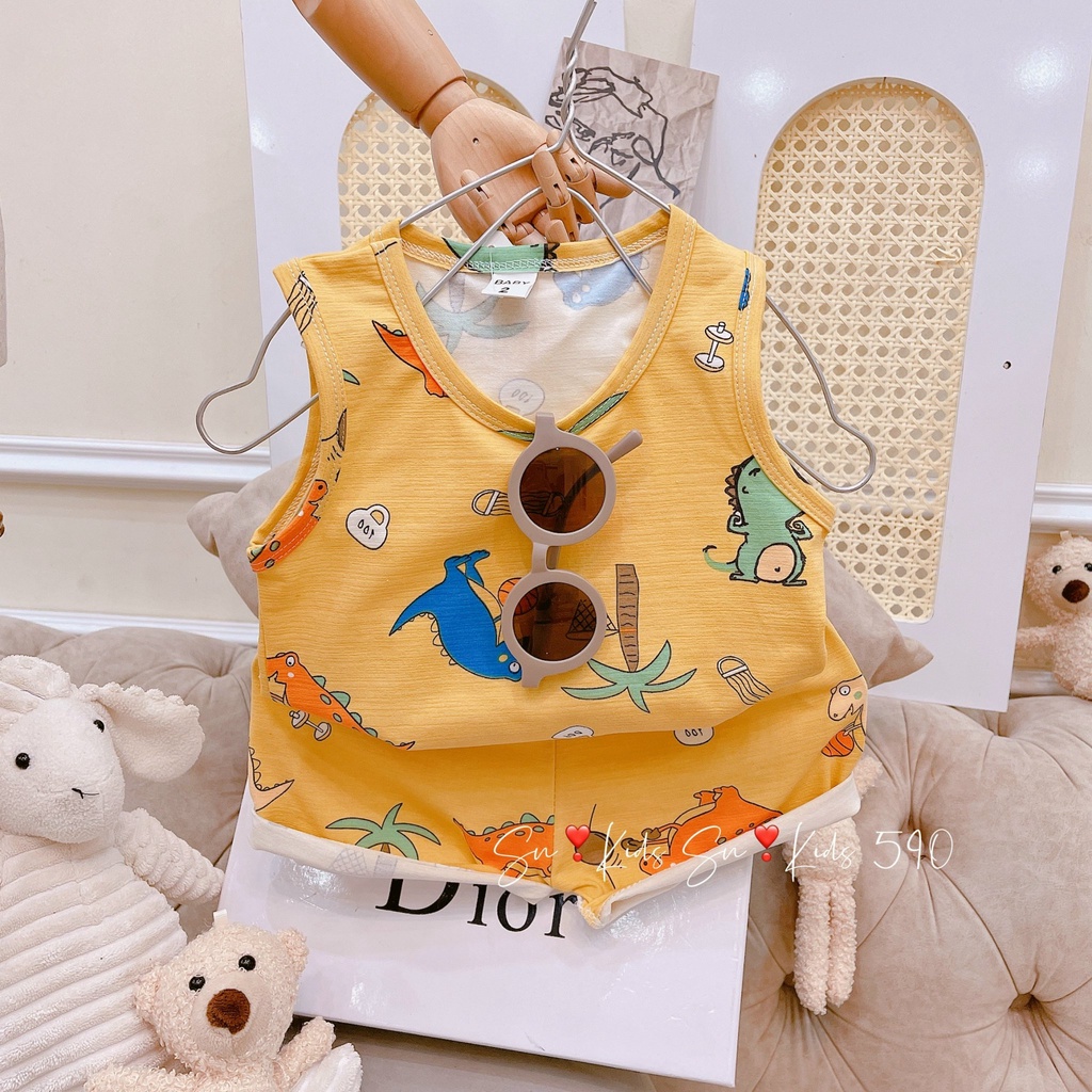 Bộ cotton ba lỗ cho bé trai 8-18kg