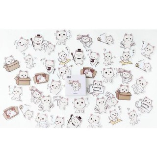 Bộ 45 Sticker Hàn Quốc hình mèo kute dán trang trí E05