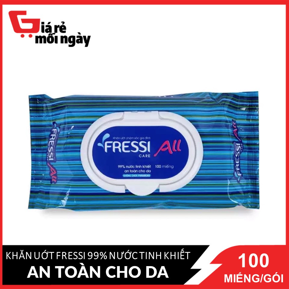 Khăn Uớt Fressi 99% Nước Tinh Khiết An Toàn Cho Da 100 Miếng/gói