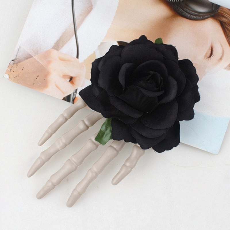 Kẹp Tóc Hình Bàn Tay Đầu Lâu Hoa Goth