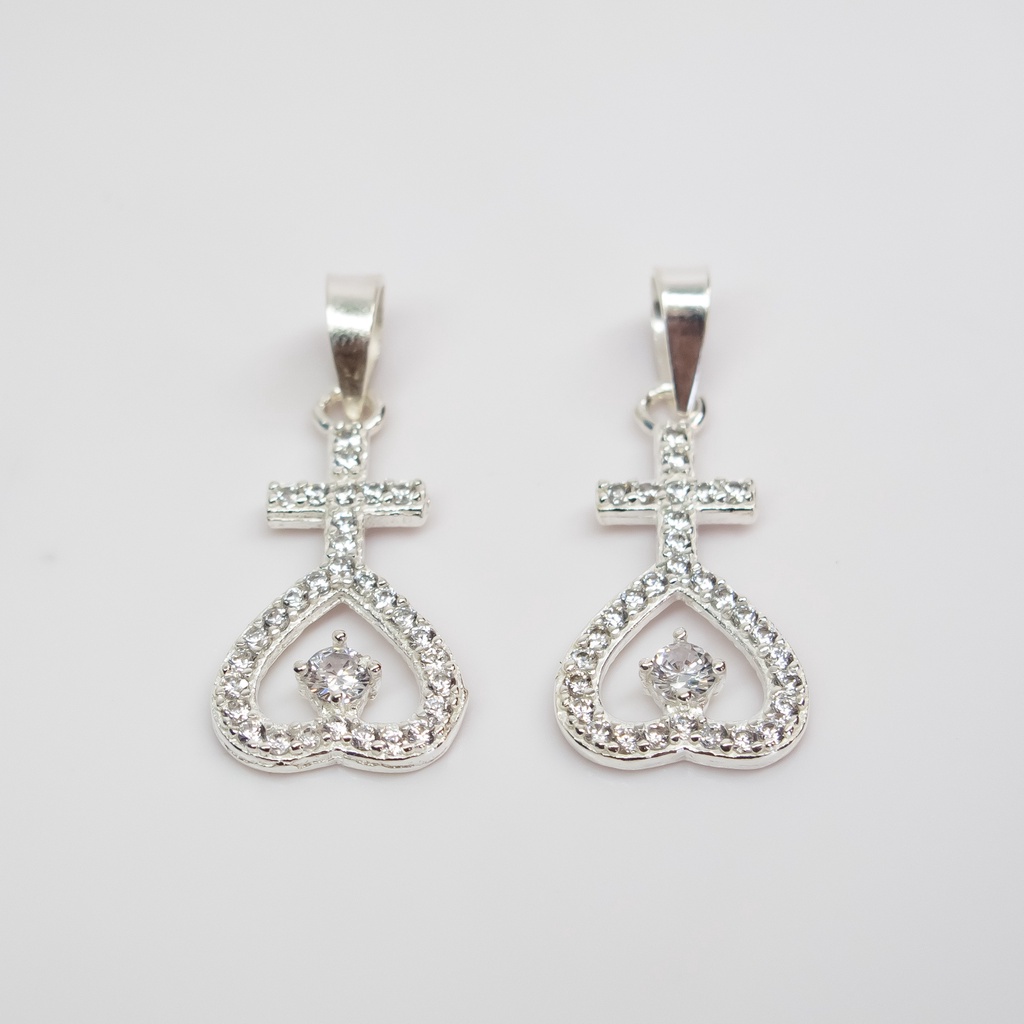 Mặt dây chuyền thiên tâm, dấu thiên tâm trái tim đính pha lê lung linh chất liệu bạc 925 cao cấp T&T Jewelry - MT4