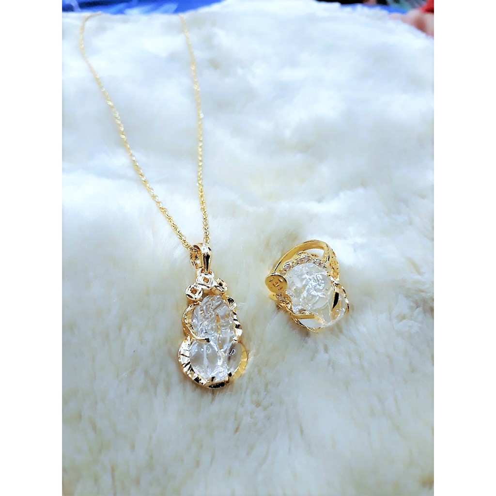 Set dây chuyền và nhẫn vàng 18k tỳ hưu nhiều màu sắc