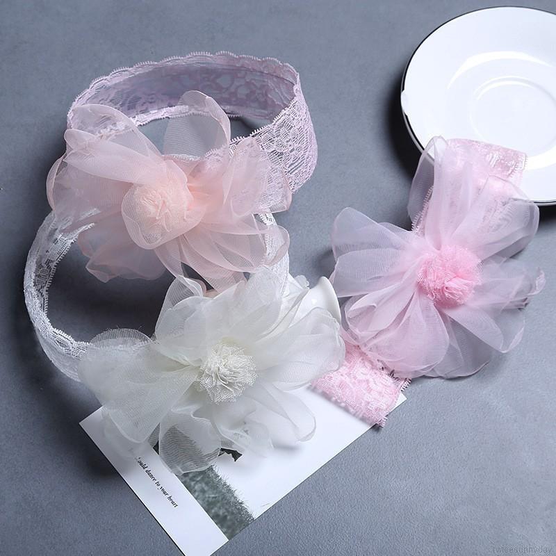 Băng đô lưới đính hoa giả xinh xắn cho bé gái