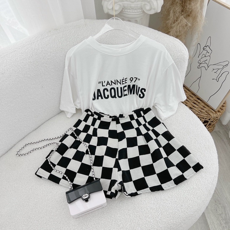 SET PULL TRẮNG CHỮ + SHORT Ô