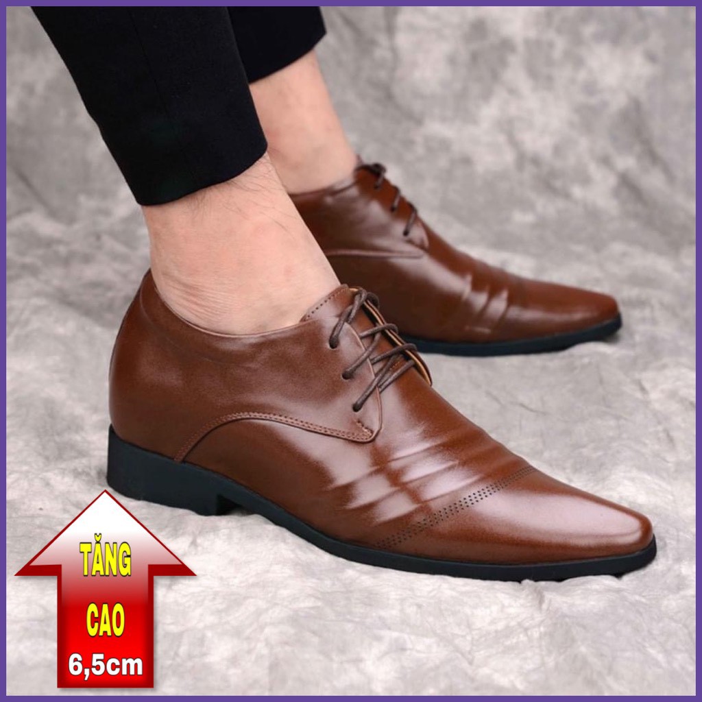 [DA BÒ CAO CẤP]Giày Tây Nam Tăng Chiều Cao Tới 6,5cm Chất Liệu Da Bò Cao Cấp Phong Cách Lịch Lãm GT336