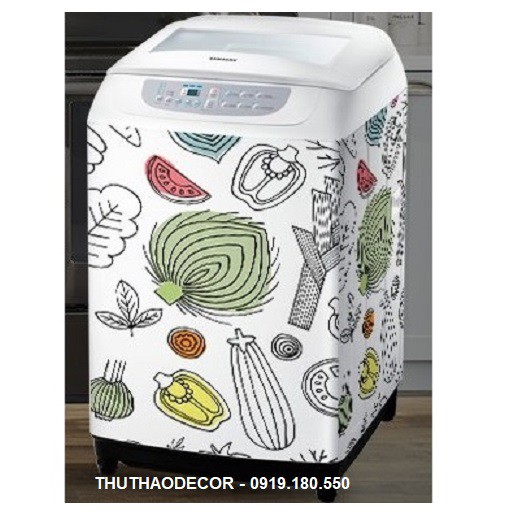 Decal dán máy giặt - tủ lạnh mini RAU CỦ VINTAGE