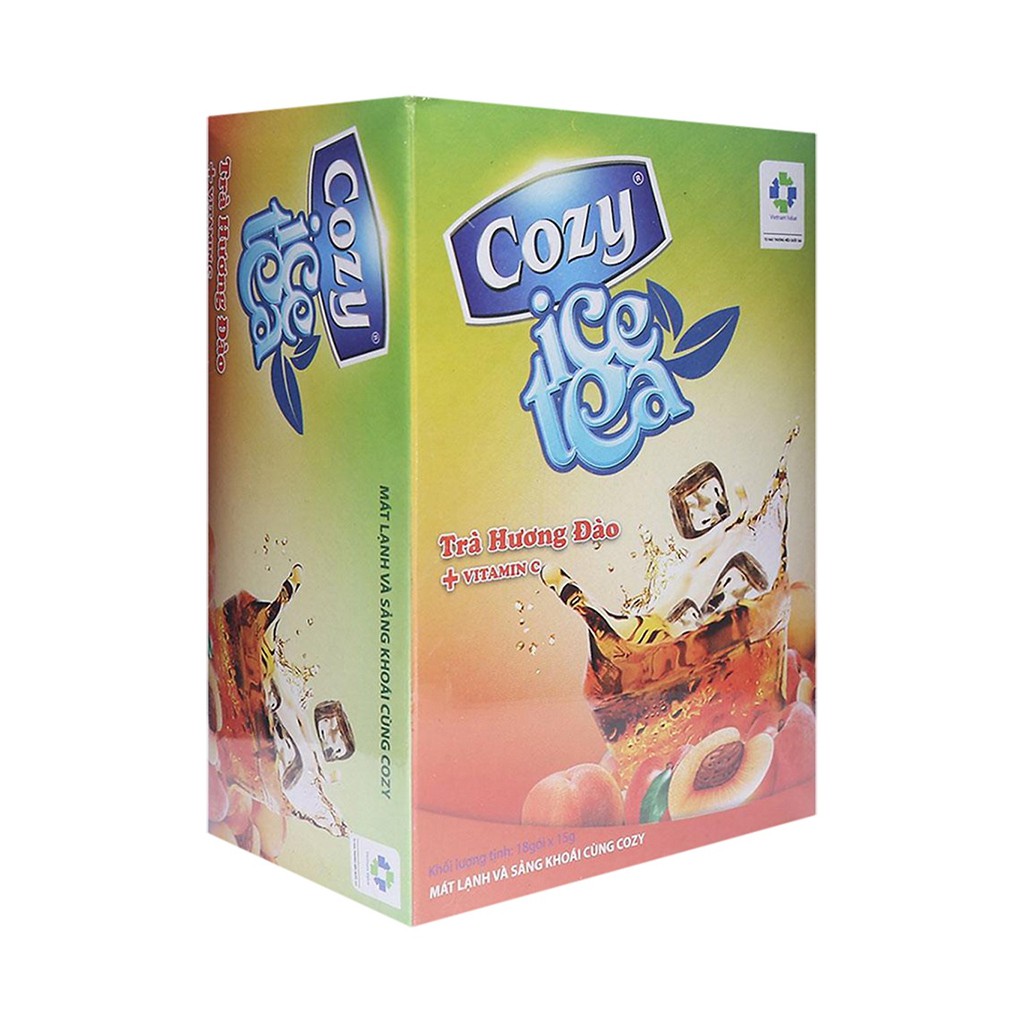 [CHÍNH HÃNG] Trà Đào Hòa Tan Cozy Ice Tea Hộp 270g (18 gói x 15g)