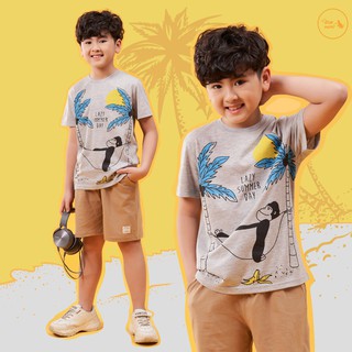 Áo Thun Bé Trai Size Đại, Áo Phông Tay Ngắn Cho Bé Hình Con Khỉ Cỡ 3-11 Tuổi ,Chất Cotton Xuất Khẩu