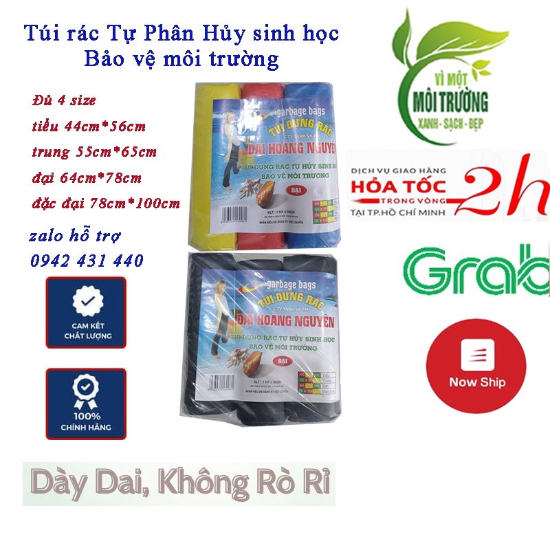 1Kg  Túi đựng rác, bao rác tự hủy sinh học đen và màu  tự phân hủy sinh học  có size đặc đại